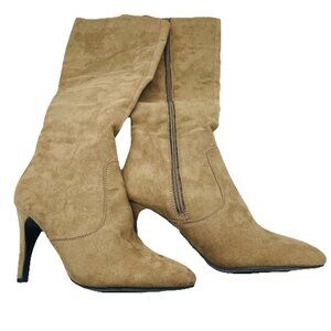Forever 21 Shoes Womens Size 6.5 Brown Knee High Tall Boots Heels Stiletto Zip